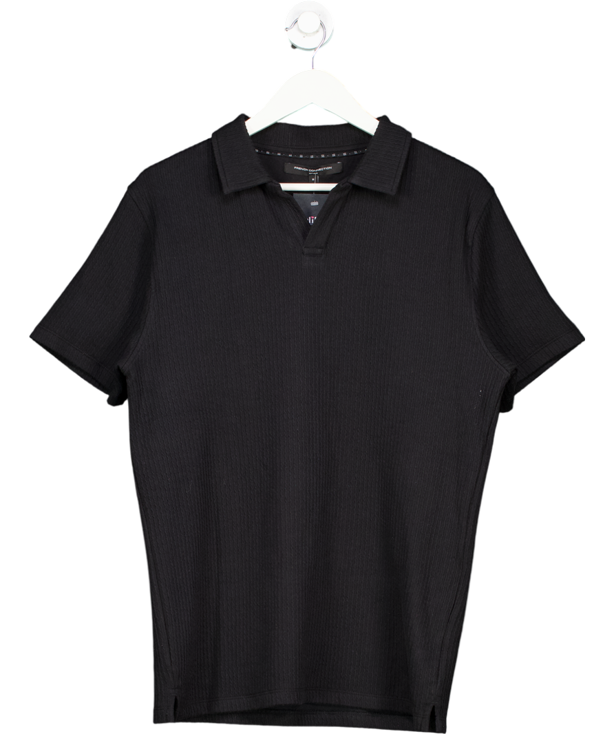 French Connection Black Short Sleeve Trophy Neck Polo Shirt UK M
