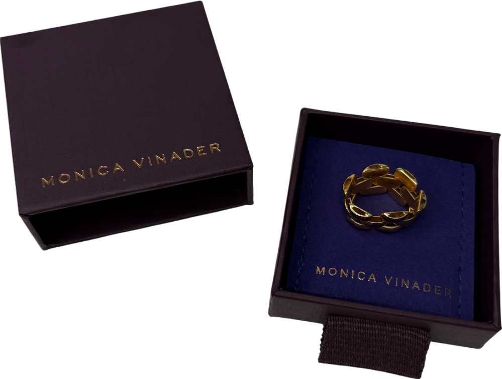 Monica Vinader Heirloom 18k Gold Woven Chain Ring UK S