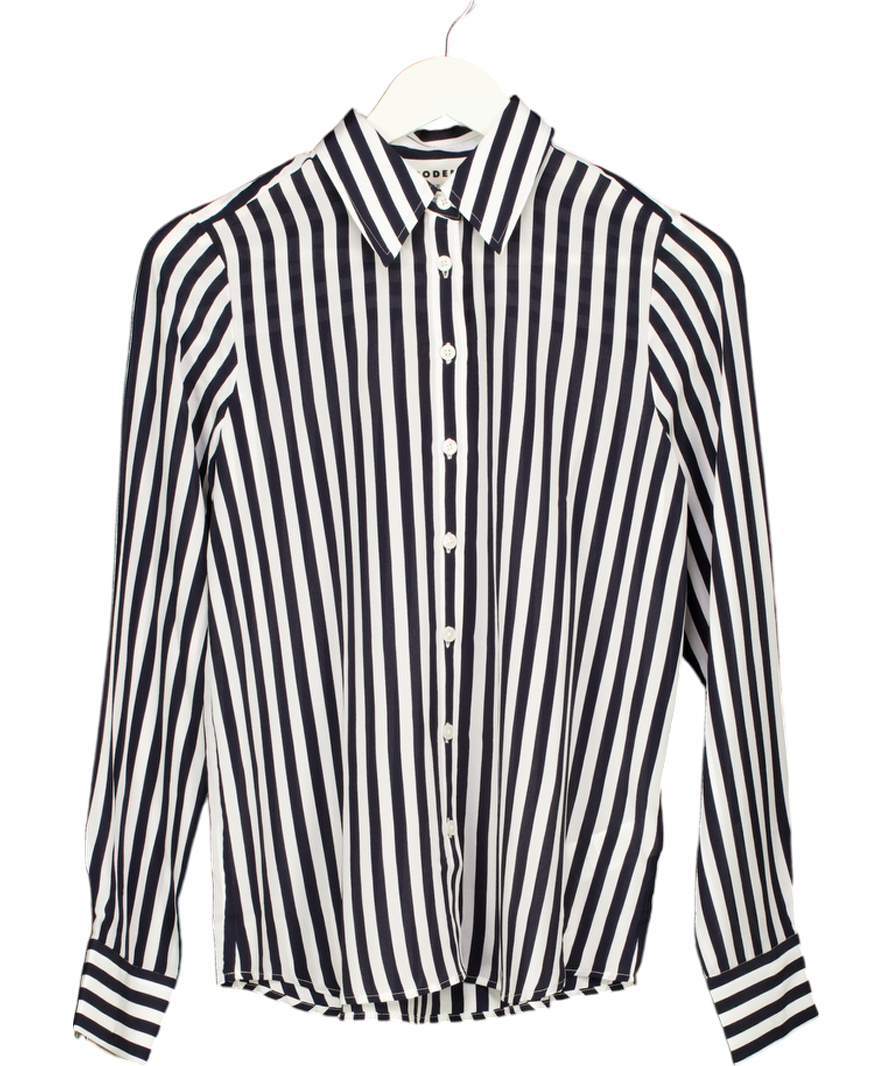 Boden Black 100% Silk Stripe Shirt UK 6