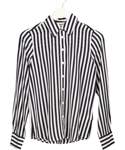 Boden Black 100% Silk Stripe Shirt UK 6