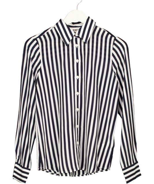 Boden Black 100% Silk Stripe Shirt UK 6