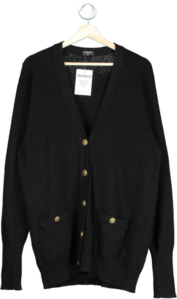 Chanel Black Cashmere Cardigan UK M