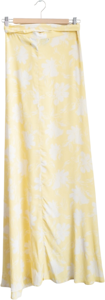 REFORMATION Butter Yellow Floral Wrap Maxi Skirt UK M/L
