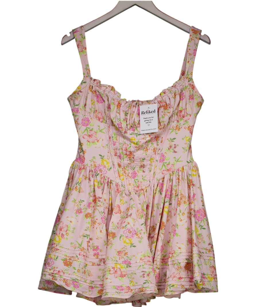 House of CB Pink Natassia Flared-skirt Cotton-blend Mini Dress - Fuller Cup UK L