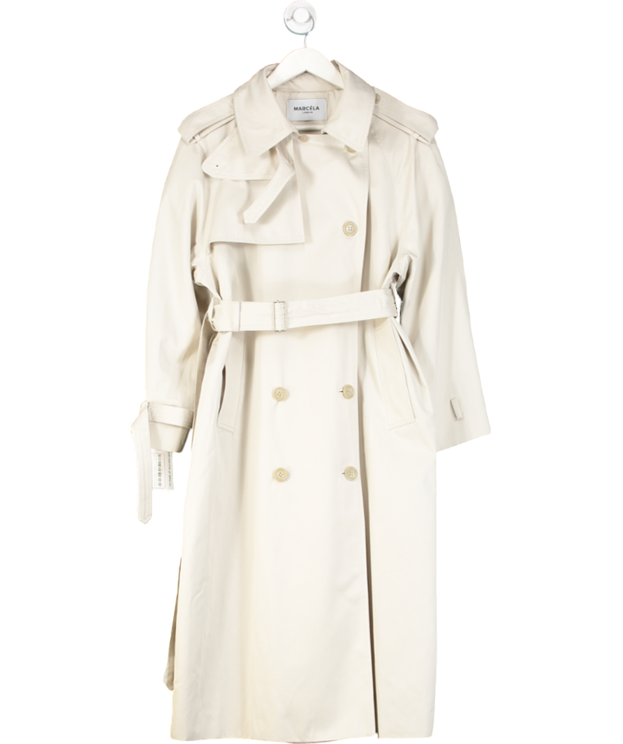 MARCÉLA Cream Juno Cotton Tencel Blend Trench Coat One Size