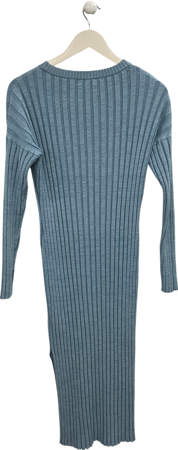 H&M Blue Ribbed Sparkle Cashmere Blend Maxi Dress UK M