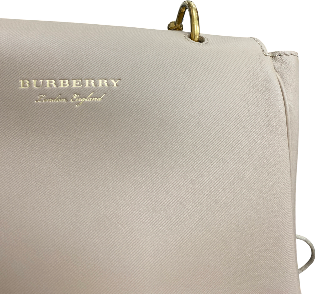 Burberry Beige Leather Dk88 Medium Top Handle Bag