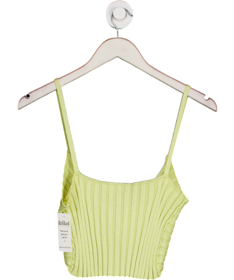 Superdown Lime Yellow Knitted Knot Front Cropped Cami Top UK M