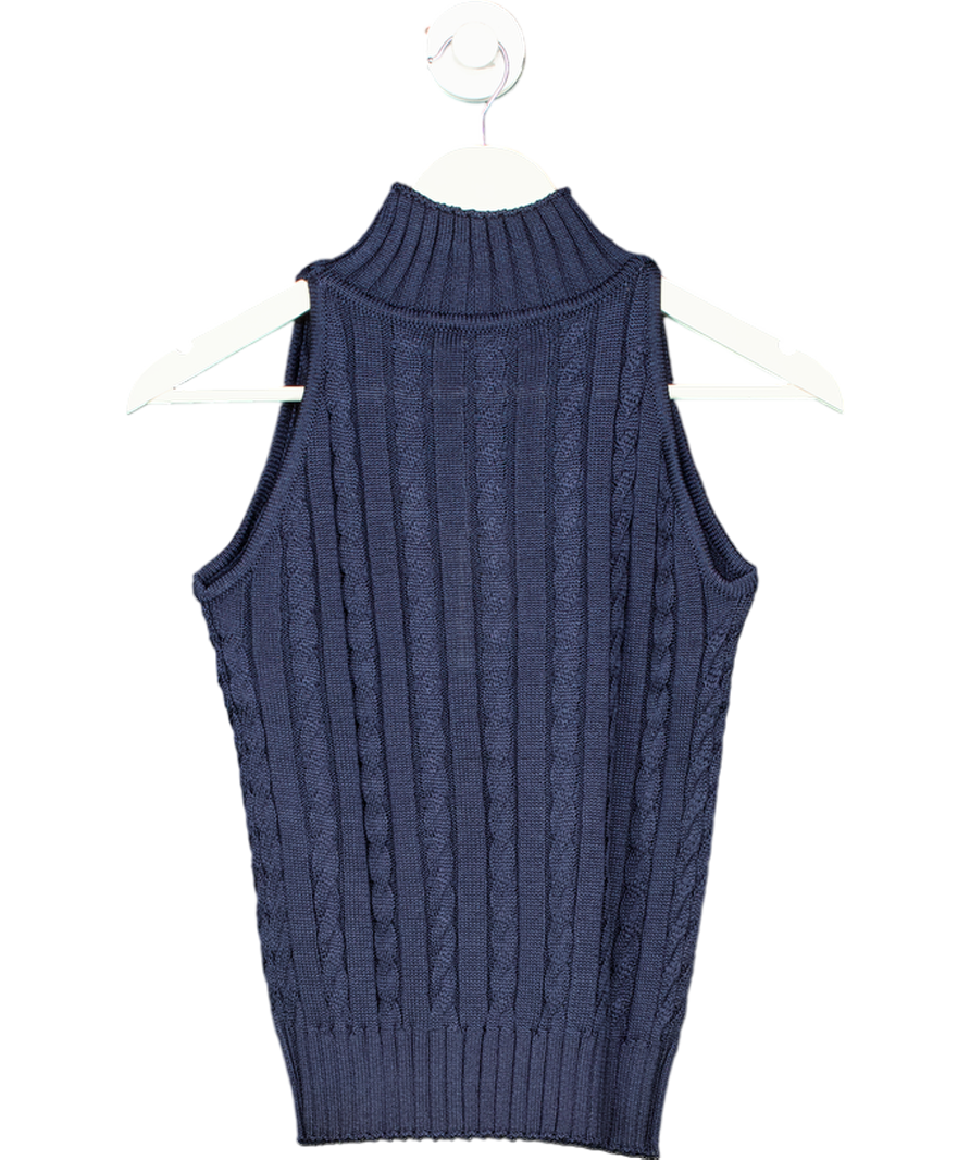 LilySilk Blue 100% Wild Silk Sleeveless Sweater UK XS