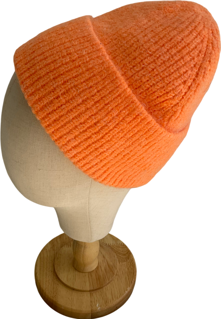 H&M Orange Knitted Beanie Hat One Size