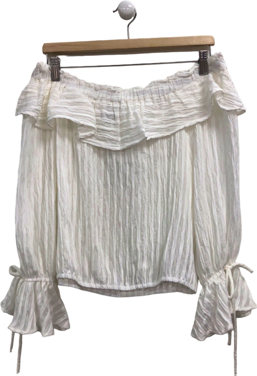 Mint Velvet White Off-Shoulder Blouse UK M