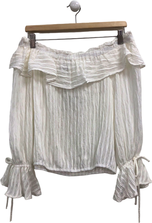 Mint Velvet White Off-Shoulder Blouse UK M