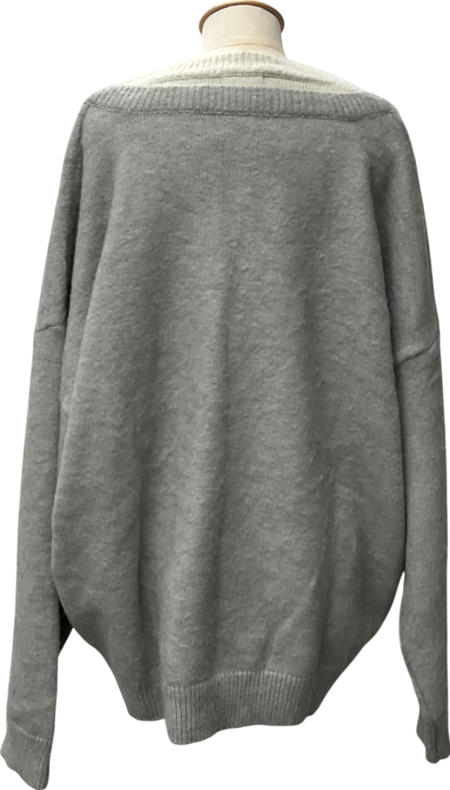 boohooMan Grey Oversized Double Layer Brushed Knitted Jumper UK XL
