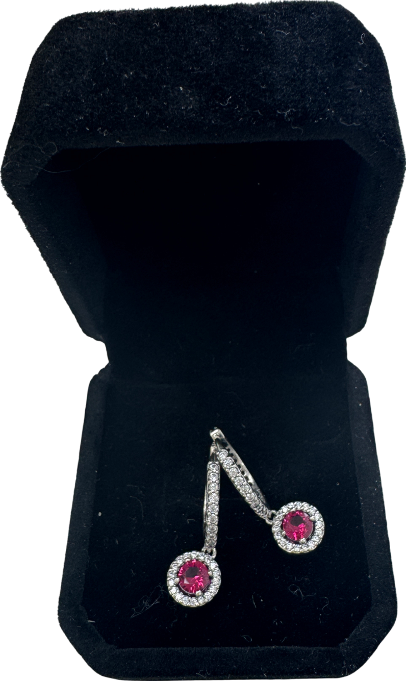 Pandora Red Round Sparkling Hoop Earrings