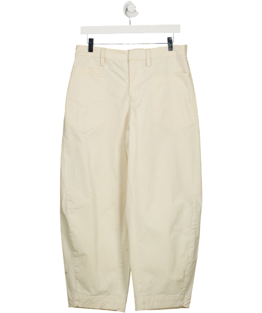 RUTI Cream The Slouchy Soft Twill Barrel Leg Trousers UK 10