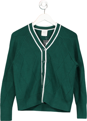 VARLEY Green 100% Cotton Dorset Relaxed Cardigan UK XS