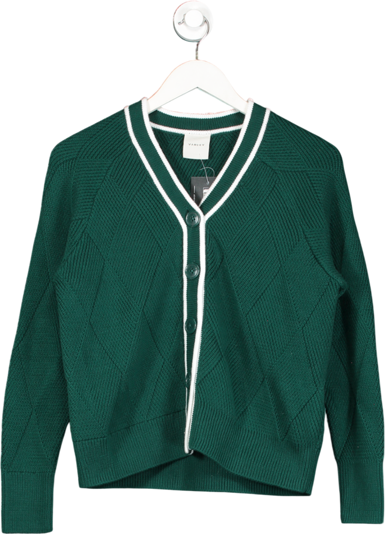 VARLEY Green 100% Cotton Dorset Relaxed Cardigan UK XS