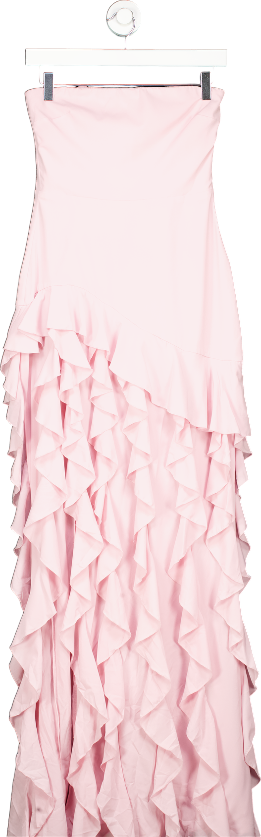 Oh Polly Pink Ruffle Maxi Dress UK 8