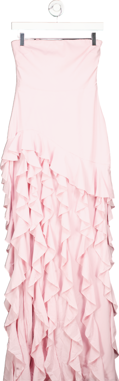 Oh Polly Pink Ruffle Maxi Dress UK 8