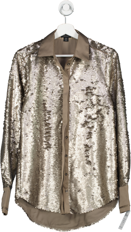 Karen Millen Metallic Sequin Woven Shirt UK 6