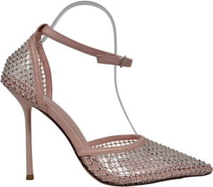 Simmi London Pink Manni Oink Mesh Diamanté Heels UK 5 EU 38