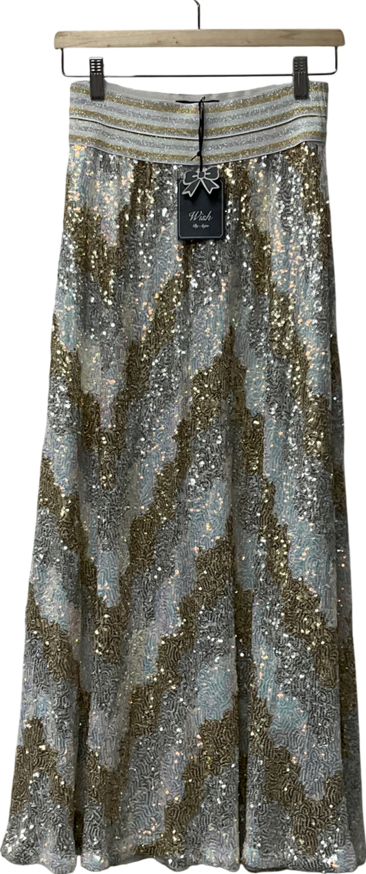 Wish Metallic Seline Sequin Skirt Gold/silver UK L