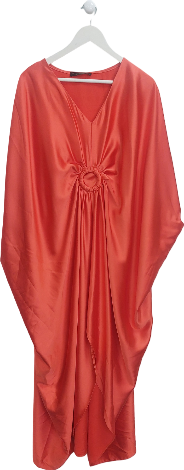 Jenerique Red Satin Drape Maxi Dress One Size