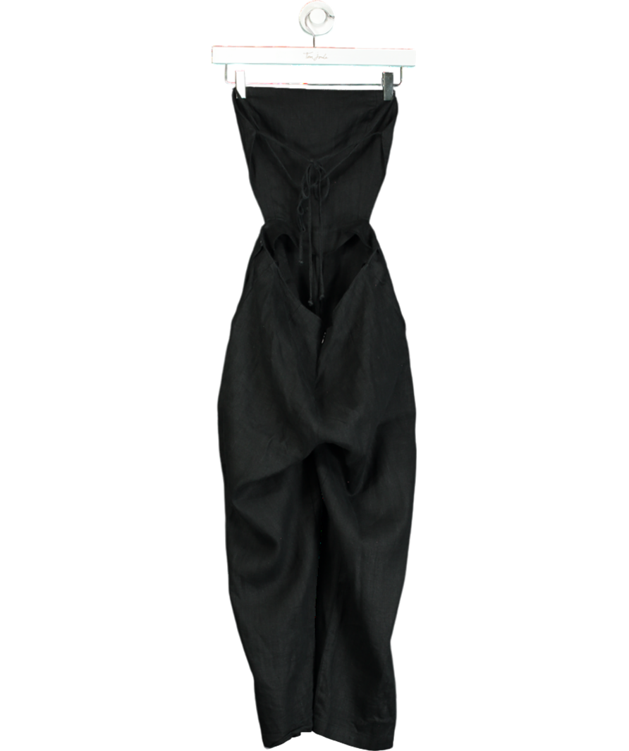 Reformation Black Linen Tie Back & Neck Jumpsuit UK 6