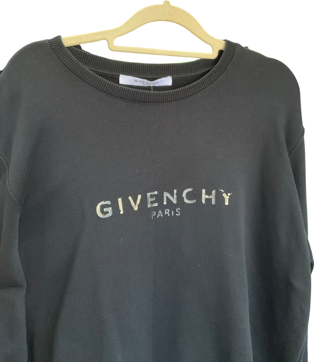 GIvenchy Vintage Signature Broken Logo Sweatshirt In Black UK S