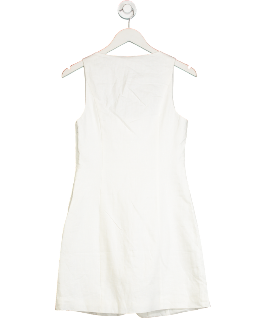 forever 21 White Linen Caprice Scoop-neck Mini Dress UK 8