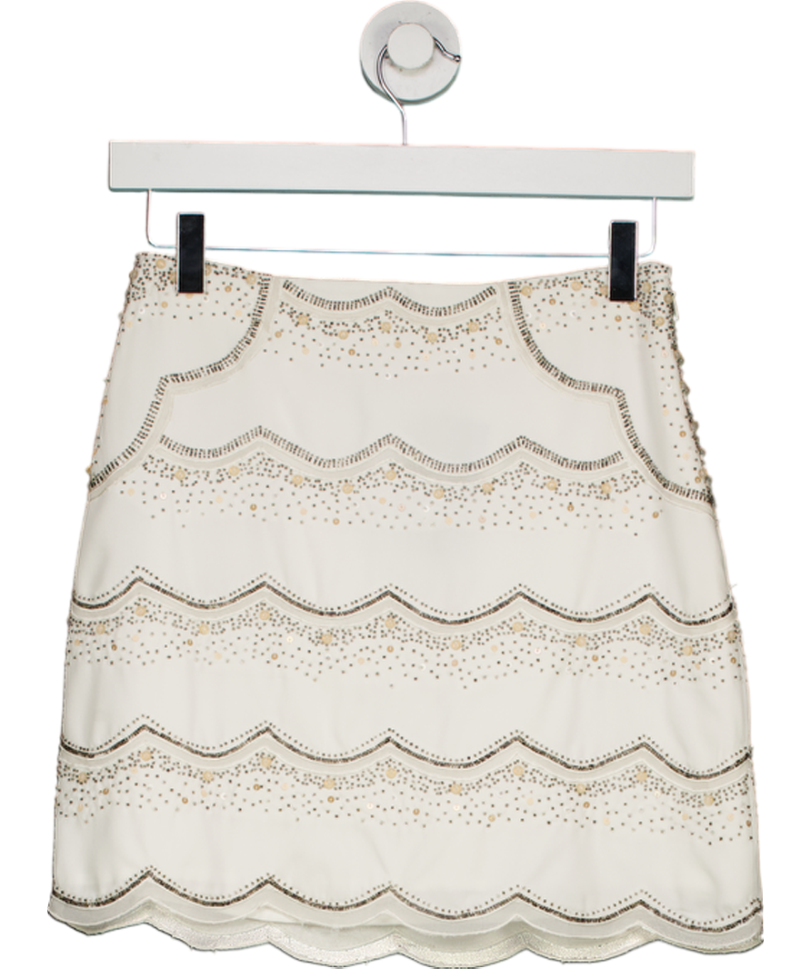 Club Monaco White Embellished Mini Skirt UK XS