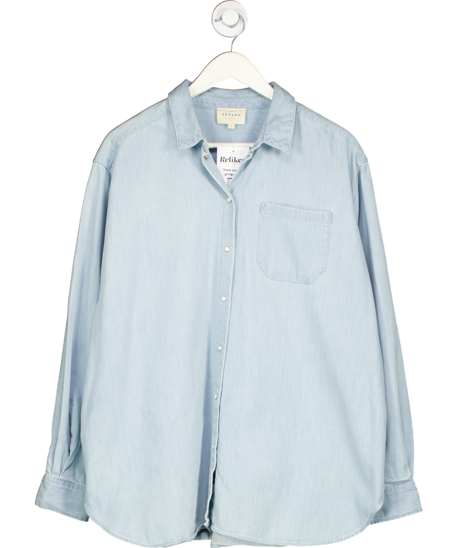 Sezane Max Shirt  Very Light Denim Blue UK 12