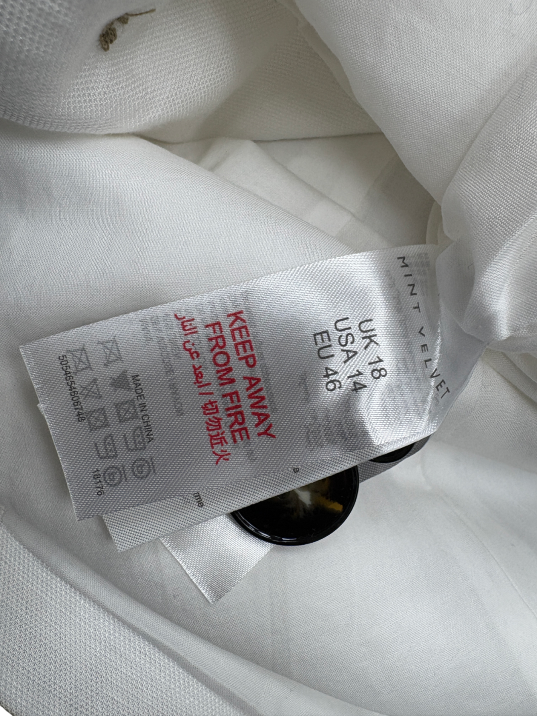 Mint Velvet White Linen Blend Double Breasted Blazer UK 18