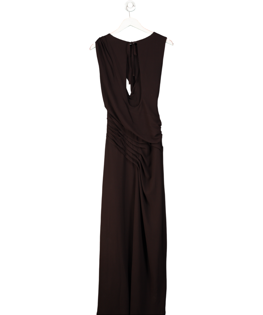 Meshki Purple Oria Chiffon Maxi Dress - Cacao Brown UK XS