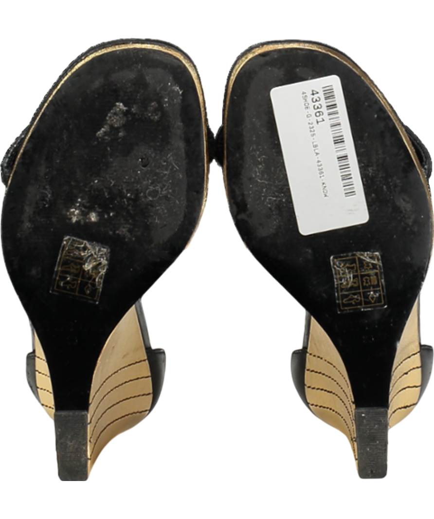 REISS Black Ashton Contrast-heel Leather Wedge Sandals UK 3 EU 36 👠