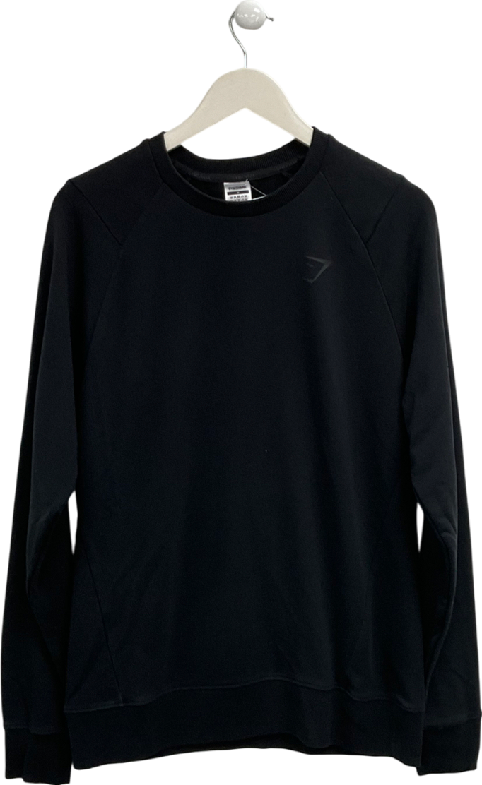 gymshark Black Oversize Long Sleeve Logo Top UK M