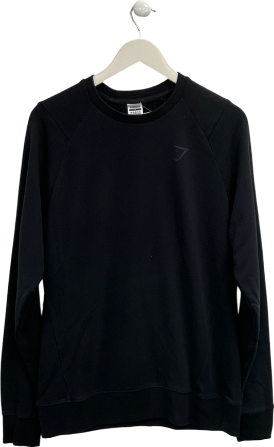 gymshark Black Oversize Long Sleeve Logo Top UK M