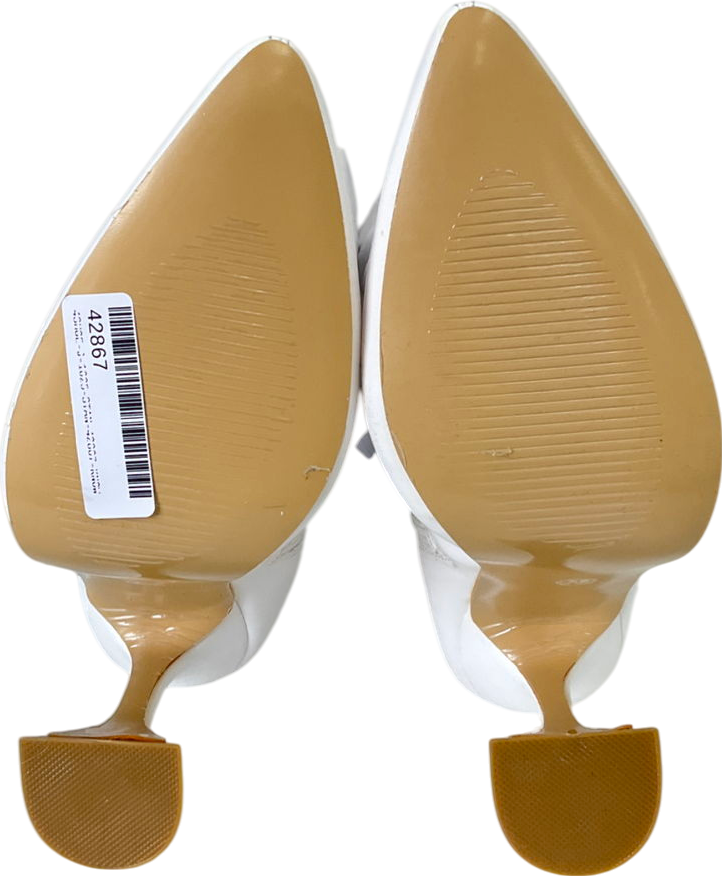 sharks boutique White Pleated Faux Leather Over Knee Boots UK 3 EU 36 👠