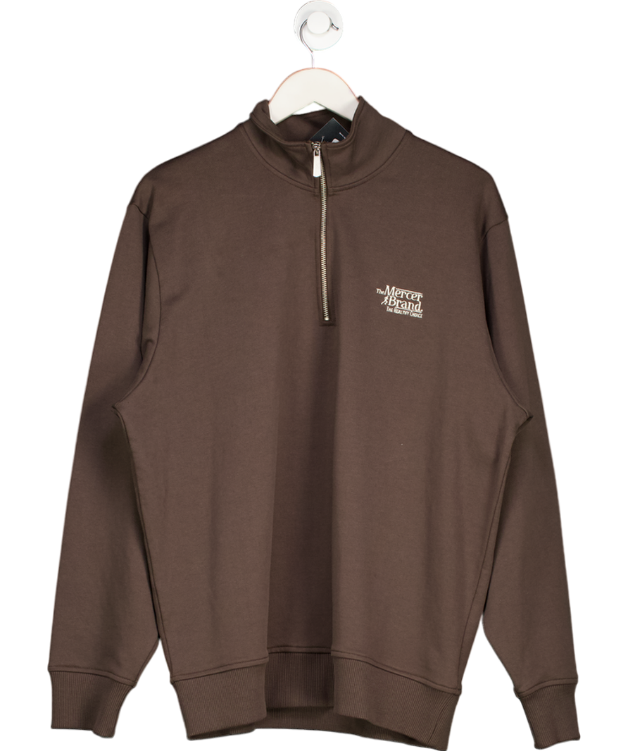 The Mercer Brand Chocolate Brown The Mercer Quarter Zip Sweatshirt UK M