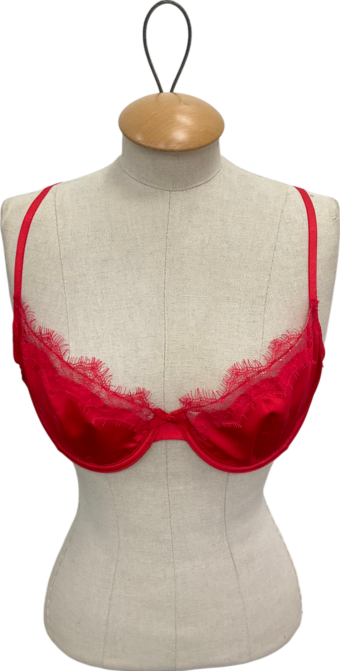 Baddest Bod Red Baddie Lace Trimmed Bra UK XL