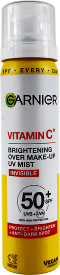 Garnier Vitamin C Brightening Over Make-up Uv Mist, Invisible Protection, Spf50+ 75ml