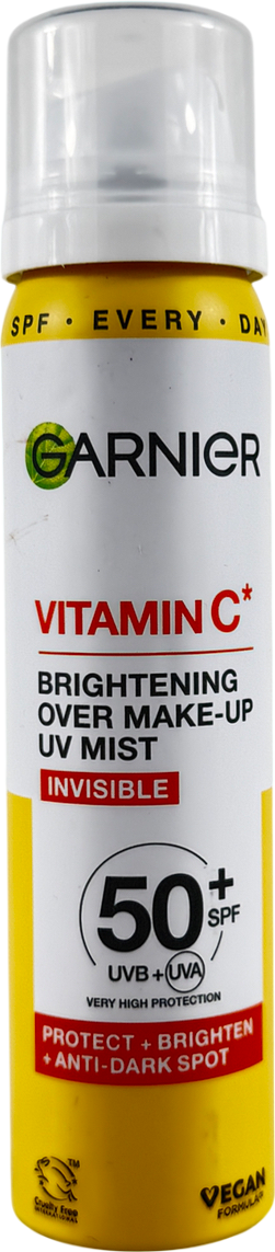 Garnier Vitamin C Brightening Over Make-up Uv Mist, Invisible Protection, Spf50+ 75ml