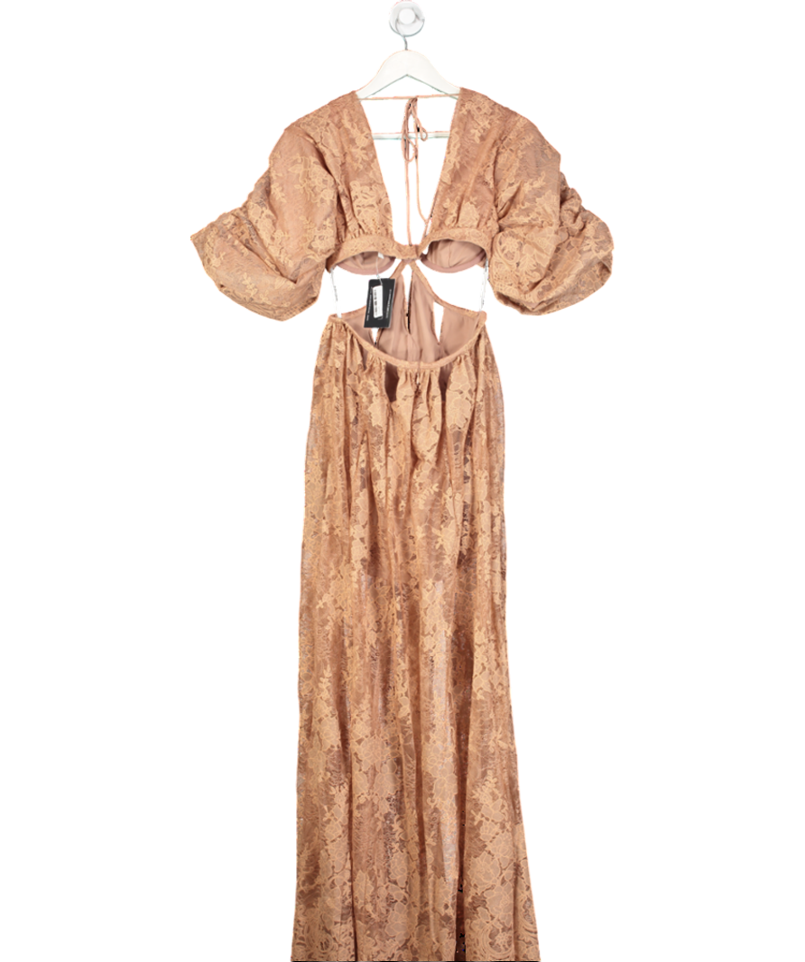 For Love & Lemons Nude Lace Cut Out Maxi Dress UK S