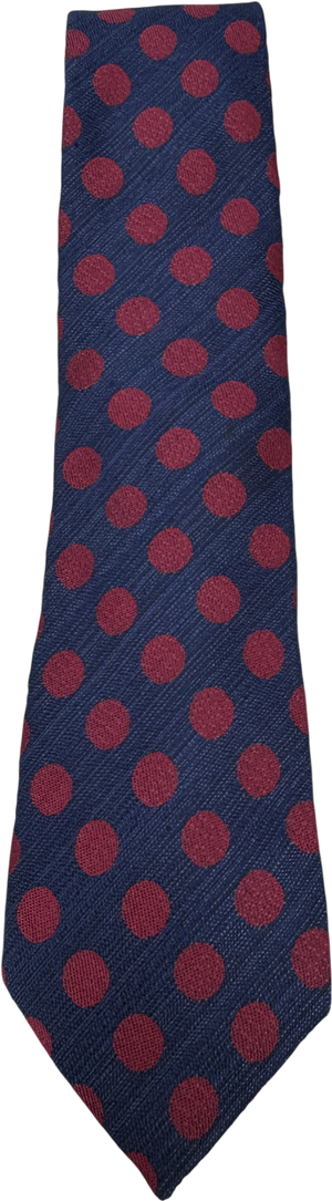 BOGGI Milano Navy Blue / Red Polka Dot Silk Necktie
