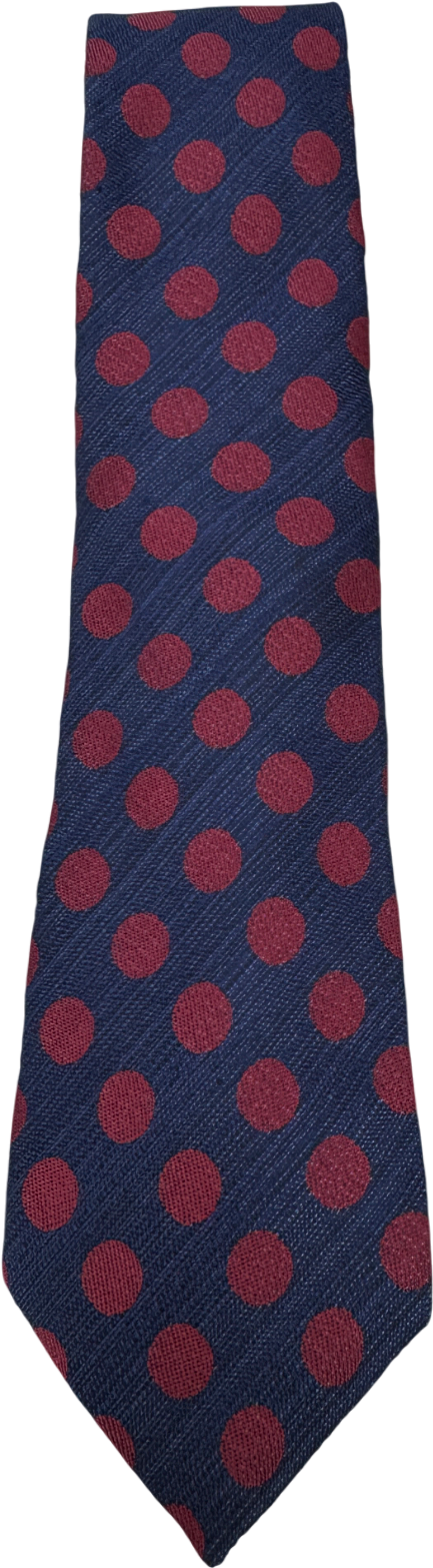 BOGGI Milano Navy Blue / Red Polka Dot Silk Necktie