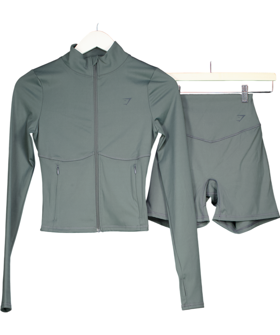 gymshark Green Elevate Slim Fit Tracktop and shorts set UK XS