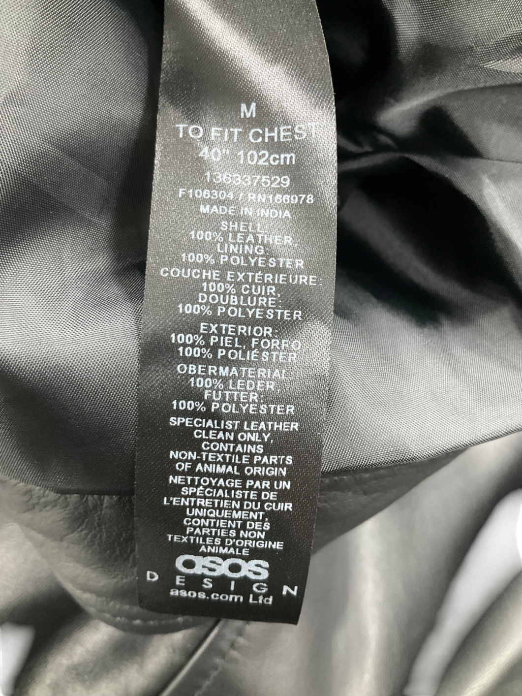 ASOS Black Faux Leather Harrington Jacket UK M