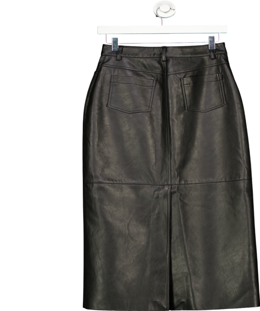 Basilika Black Faux Leather Maxi Skirt UK S