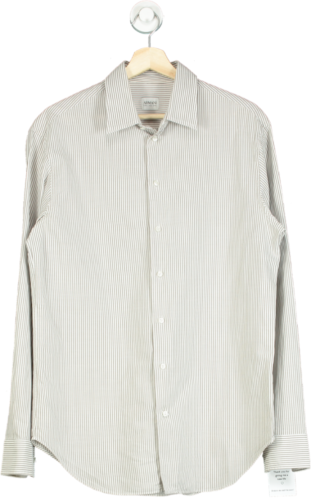 Armani Collezioni White Striped Shirt UK L