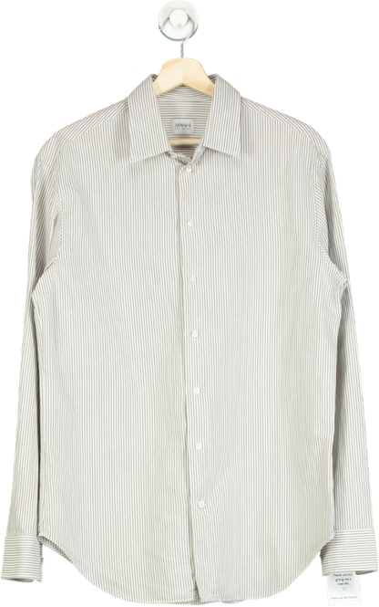 Armani Collezioni White Striped Shirt UK L